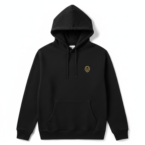Siyah Nakış Aslan Hoodie